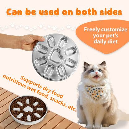 2-Pack Reversible Heavy-Duty 304 Stainless Steel Slow Feeder Bowl(23x23x3.5CM) - Anti-Slip/Tip Pet Dish for Dogs & Cats to Prevent Bloating and Choking - view 5