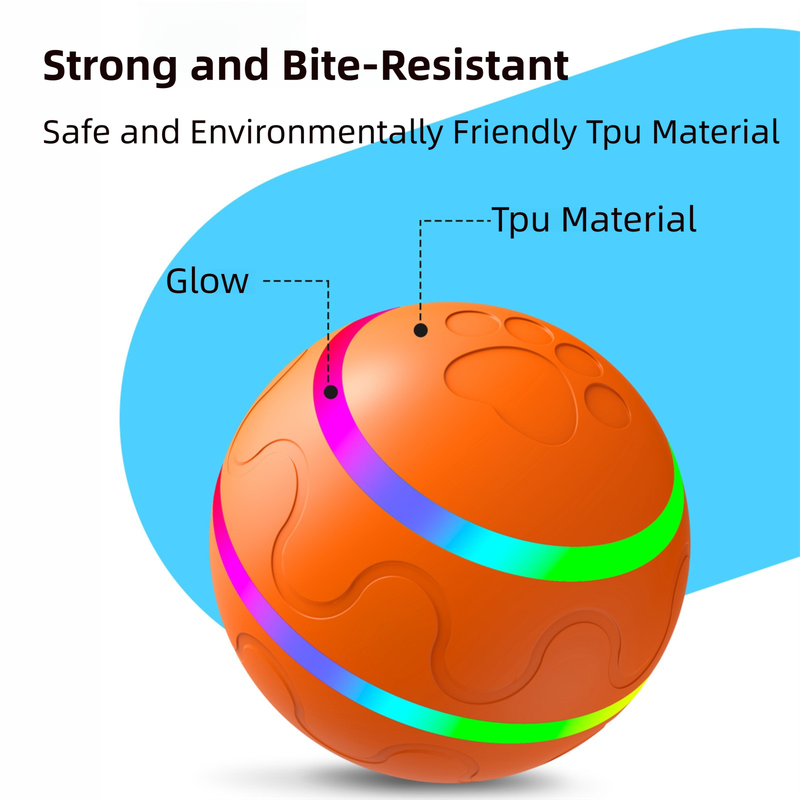 Orange Durable TPU Smart Interactive Electric Pet Toy Ball - Automatic Bouncing Dog & Cat Chew Toy, Shaking Smart Activated - view 2