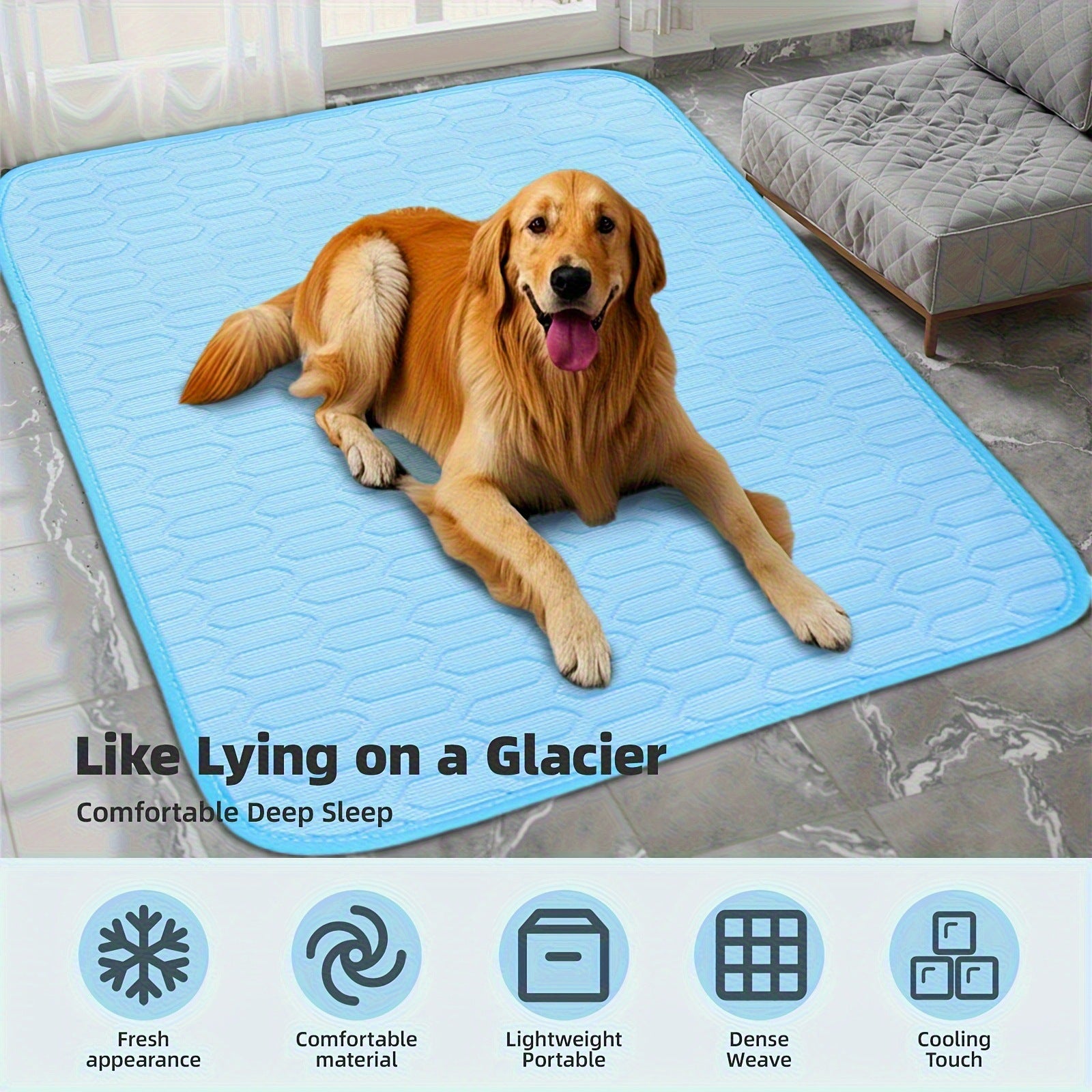 Blue Pet Summer Ice Silk Cooling Mat - Breathable Latex Sleep Pad for Dogs & Cats (70x50cm) - view 2