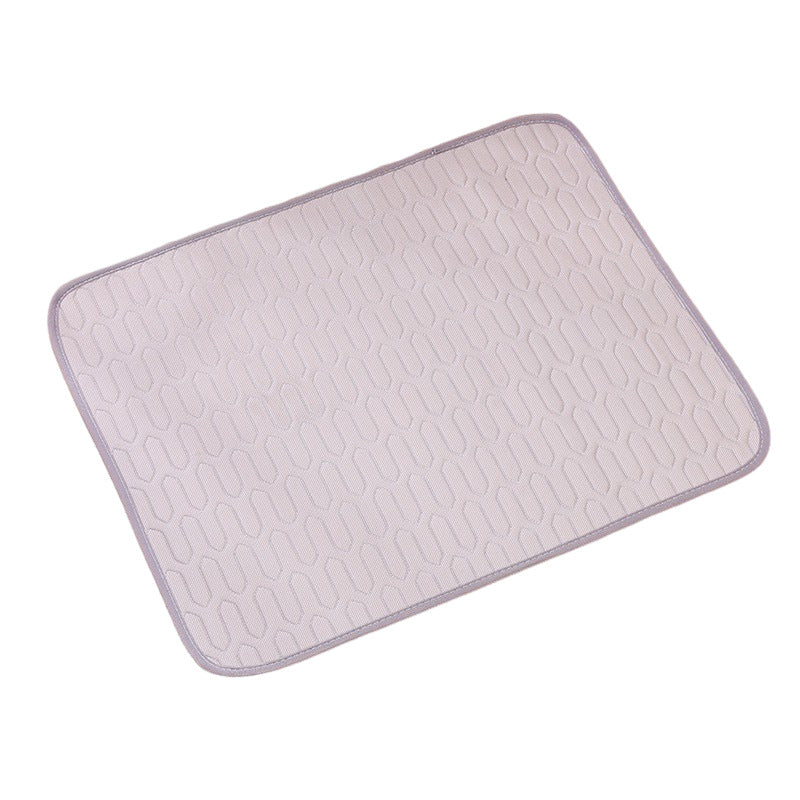 Grey Pet Summer Ice Silk Cooling Mat - Breathable Latex Sleep Pad for Dogs & Cats (70x50cm)