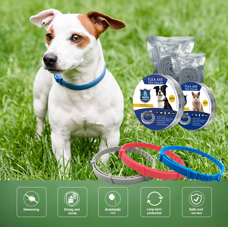 3-Pcs Green 8-Month Flea and Tick Repellent Collar for Dogs and Cats – Waterproof, Adjustable & Safe with Natural Herbal Oils(62cm) - view 2