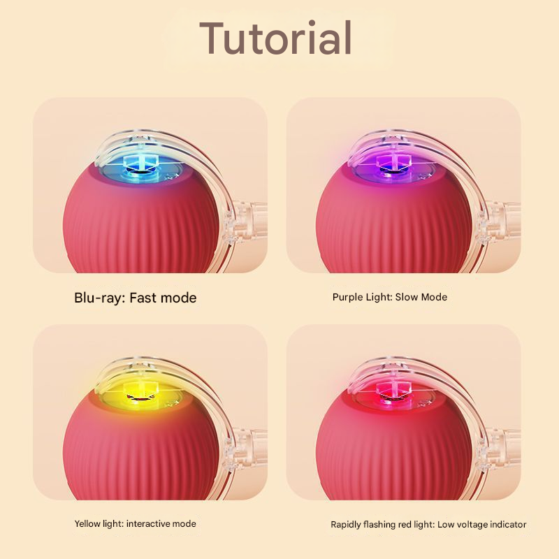2-PCS Red Automatic Interactive Cat Ball Toy with Rope - Durable & Bite-Resistant Pet Jump Ball for Self-Entertainment & Play - view 2