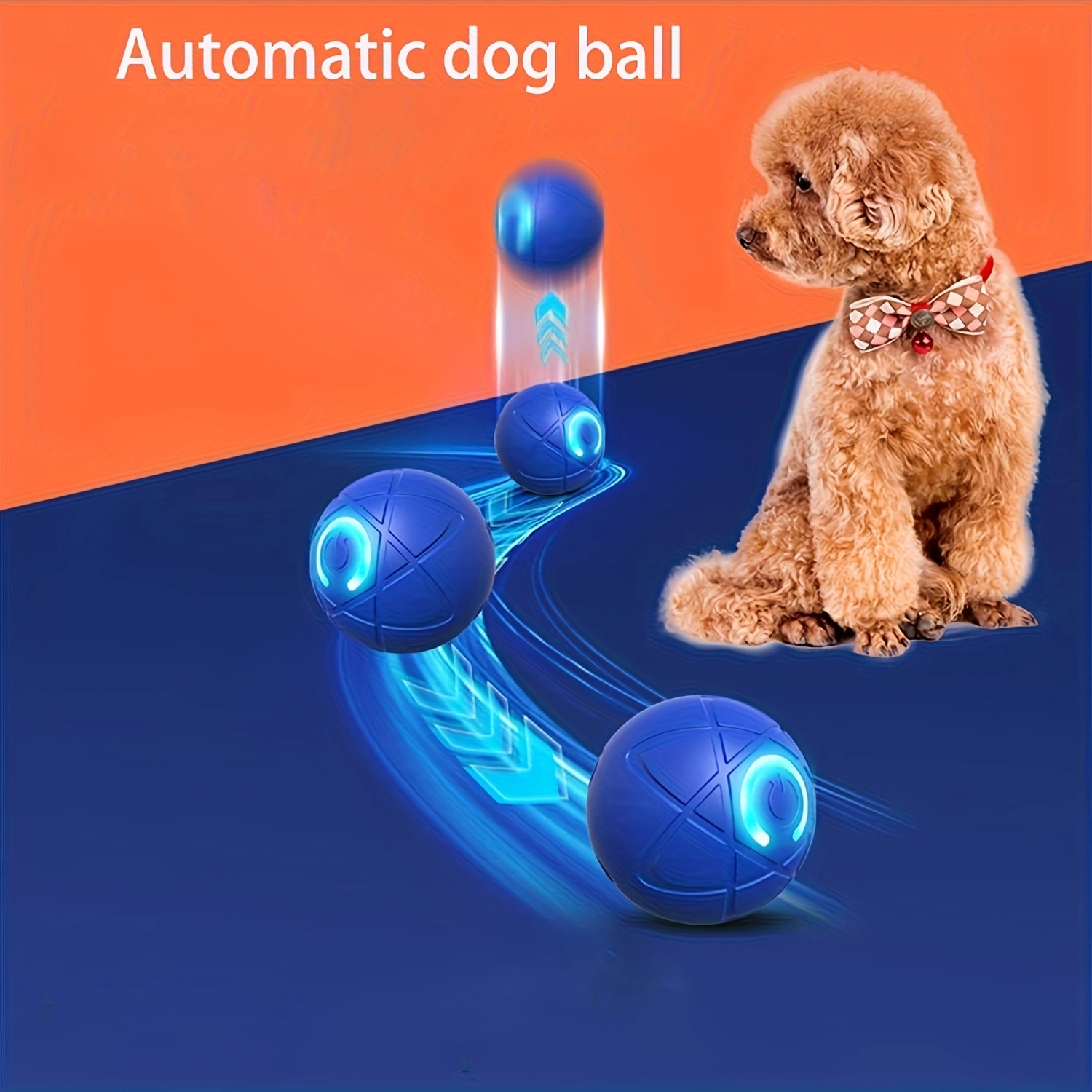 2-PCS Orange Intelligent Gravity Jump Ball - Dynamic Bite-Resistant Pet Toy for Cats & Small to Medium Breeds - USB-C Rechargeable - view 4