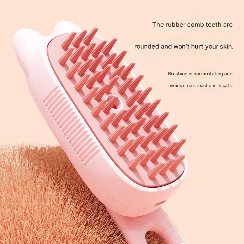 Pink Pet Spray Grooming Brush - 3-in-1 Steam Dematting Comb with Nano Mist for Cats & Dogs - Anti-Flying Hair & Massage - view 4
