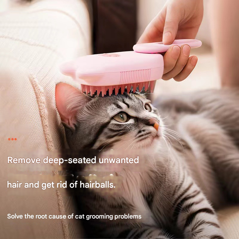 Beige Pet Spray Grooming Brush - 3-in-1 Steam Dematting Comb with Nano Mist for Cats & Dogs - Anti-Flying Hair & Massage - view 5