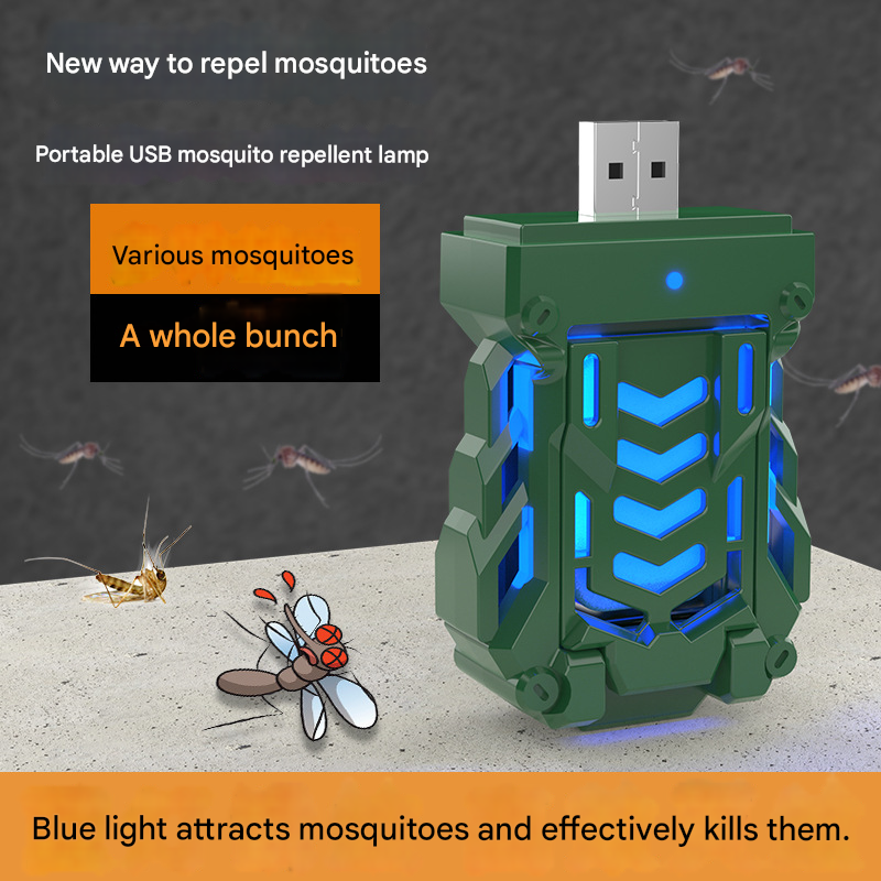 Green Portable USB Mosquito Repellent Heater - Electric Mosquito Killer with Blue Light Lure - Smart Thermostatic for Indoor & Outdoor Use - Non-Toxic & Silent - view 4