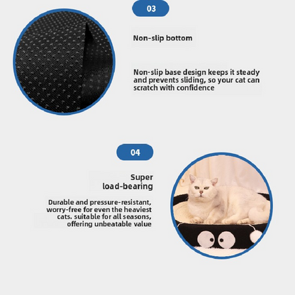 Round black coal balls Large Cat Scratcher Bed 2 in 1 Sisal Scratching Pad & Plush Lounge Nest Durable Claw Grinder Mat for Indoor Cats - view 3