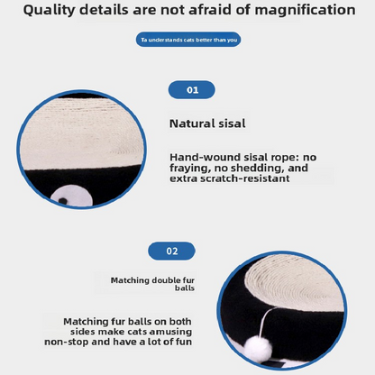 Round braised chicken in yellow sauce Large Cat Scratcher Bed 2 in 1 Sisal Scratching Pad & Plush Lounge Nest Durable Claw Grinder Mat for Indoor Cats - view 2