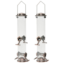 Hanging Metal Wild Bird Feeder Weatherproof Outdoor Garden Bird Food Dispenser with 4 Feeding Ports and Perches