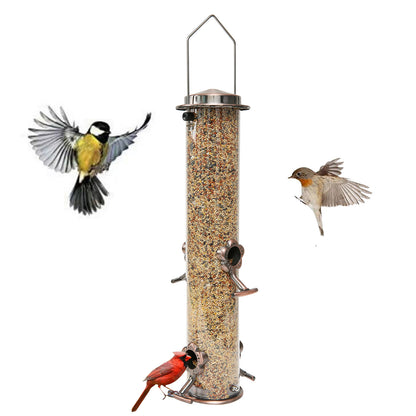 Hanging Metal Wild Bird Feeder Weatherproof Outdoor Garden Bird Food Dispenser with 4 Feeding Ports and Perches - view 2