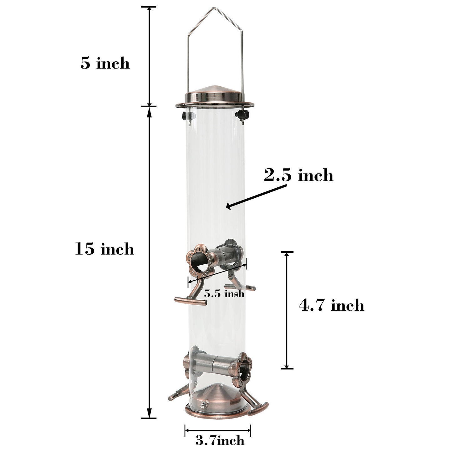 Hanging Metal Wild Bird Feeder Weatherproof Outdoor Garden Bird Food Dispenser with 4 Feeding Ports and Perches - view 5