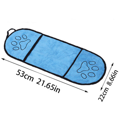 Blue Super Absorbent Pet Bath Towel with Hand Pockets Quick Dry Chenille Microfibre for Dogs and Cats Large Size 62cm - view 5