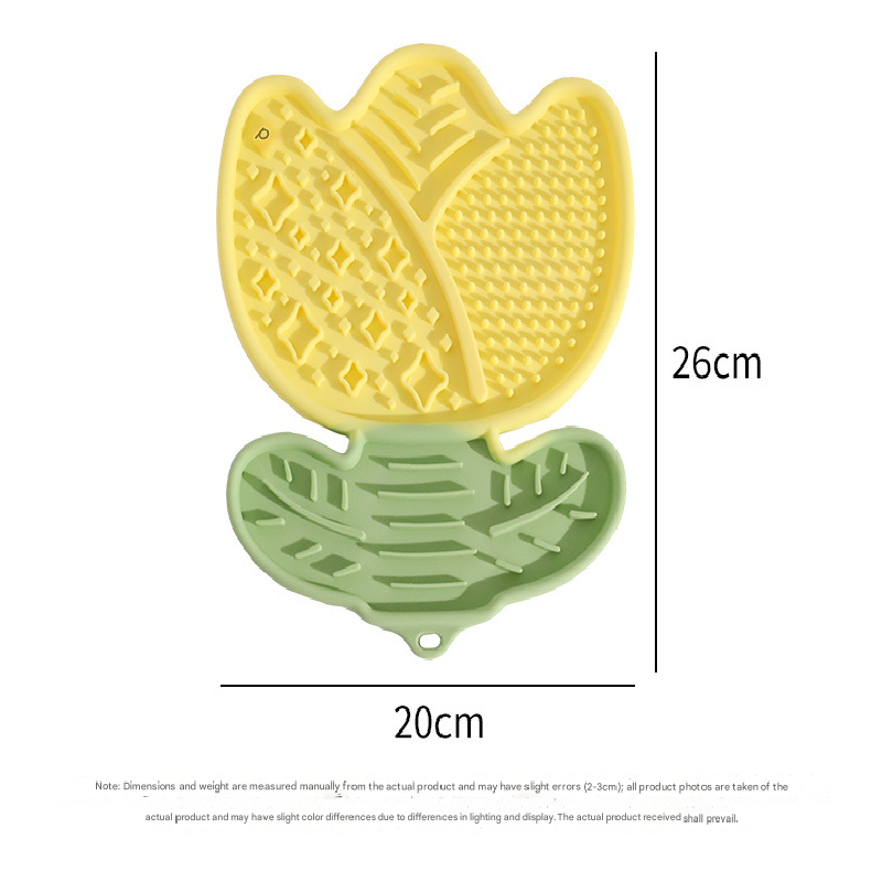 2-pcs Red Tulip Shaped Silicone Pet Licking Mat Slow Feeder Dog Cat Lick Pad with Suction Cups Anxiety Relief and Boredom Buster - view 5