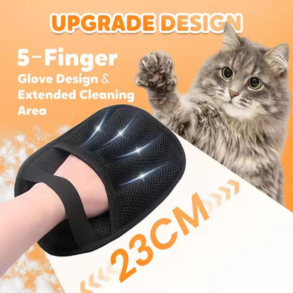 2-Pack Black Pet Hair Removal Gloves – Static Cling Lint Remover for Cats and Dogs, Effective Fur & Dust Cleaner for Furniture, Clothes, and Car Interiors in Australia - view 2