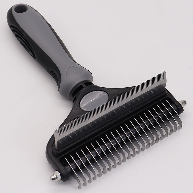 Grey Pet Grooming Comb – Fine Toothed Side for Hair Removal and Detangling, Ideal for Dogs with Long or Thick Coats in Australia