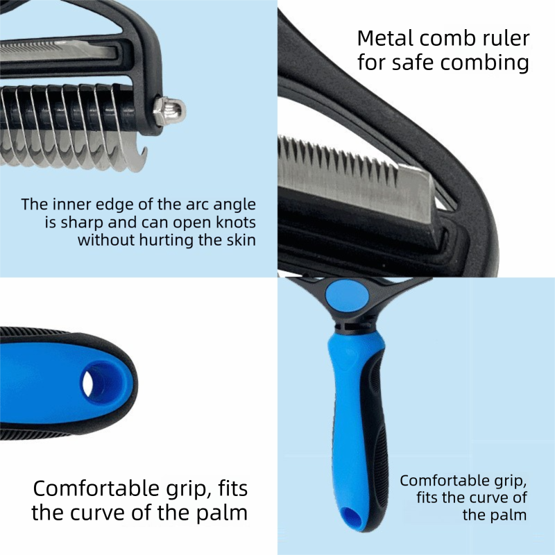 Wheat color Pet Grooming Comb – Fine Toothed Side for Hair Removal and Detangling, Ideal for Dogs with Long or Thick Coats in Australia - view 2