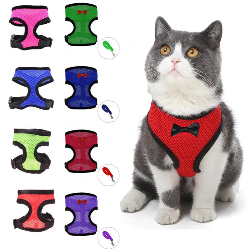 2-Pcs Black Adjustable Pet Harness with Leash – Breathable Mesh Design for Small Dogs, Cats, Chickens, Ducks & More | Anti-Escape, 360° Support, Lightweight & Comfortable in Australia(Size:L) - view 2