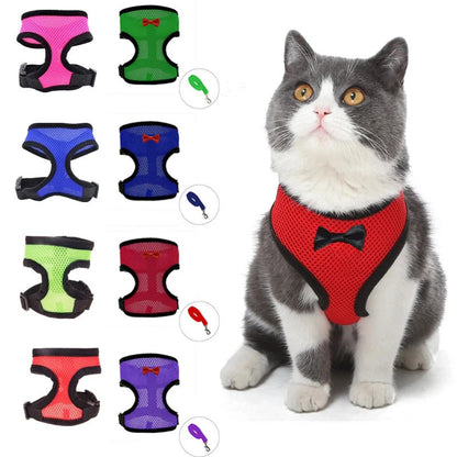 2-Pcs Black Adjustable Pet Harness with Leash – Breathable Mesh Design for Small Dogs, Cats, Chickens, Ducks & More | Anti-Escape, 360° Support, Lightweight & Comfortable in Australia(Size:L) - view 2