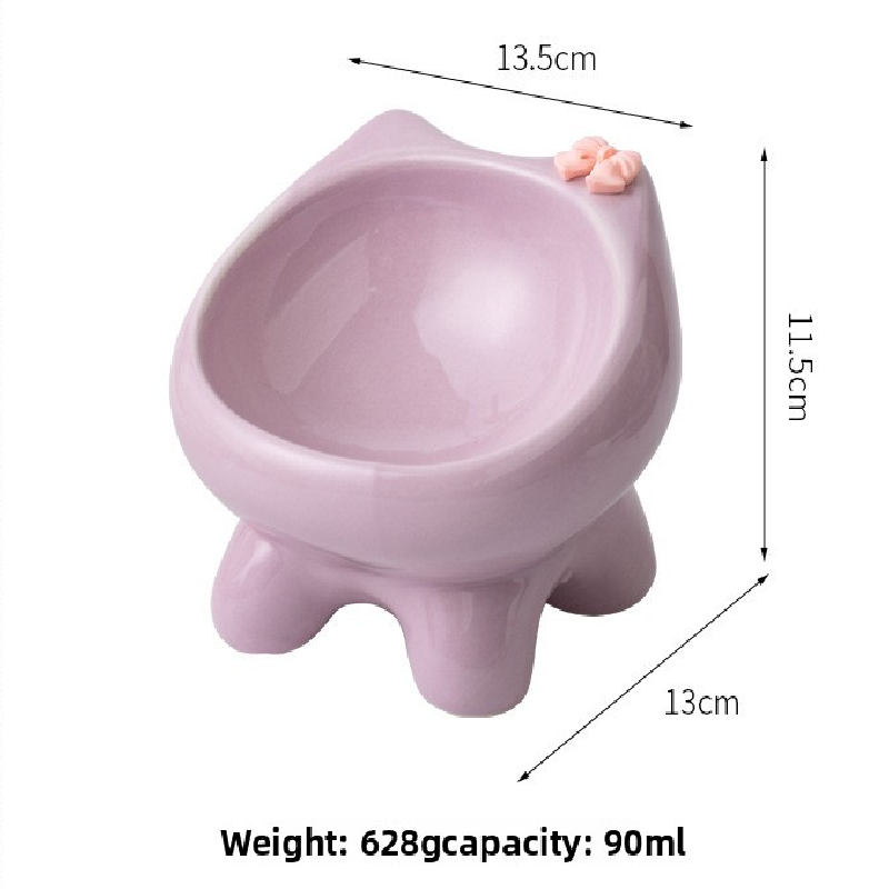 Black Ceramic Elevated Cat Bowl Tilted Raised Pet Feeder with Anti-Slip Base Cute Design for Wet or Dry Food Ideal for Australian Pets - view 4