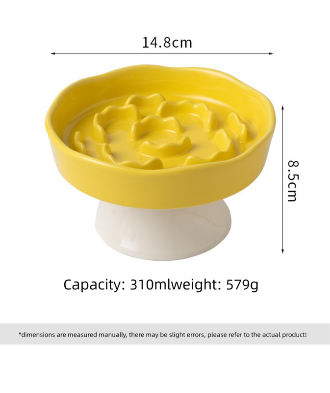 White Ceramic Elevated Slow Feeder Bowl Raised Pet Dish 310ml Anti-Vomit Puzzle Design for Cats and Small Dogs Healthy Digestion Sturdy Base - view 5