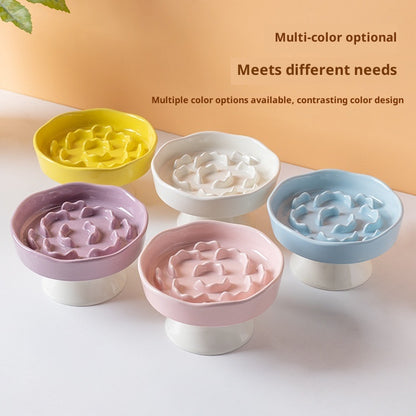 Purple Ceramic Elevated Slow Feeder Bowl Raised Pet Dish 310ml Anti-Vomit Puzzle Design for Cats and Small Dogs Healthy Digestion Sturdy Base - view 4