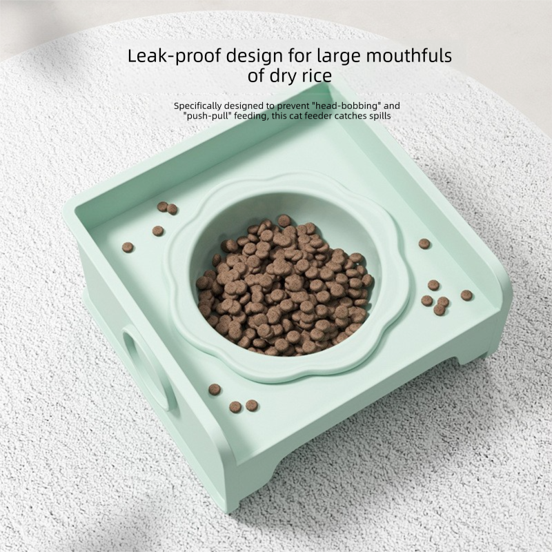 Yellow Ceramic Raised Cat Bowl with Splash Proof Stand 250ml Elevated Pet Feeder for Kittens and Small Dogs Modular Interlocking Design - view 4