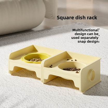 Pink Ceramic Raised Cat Bowl with Splash Proof Stand 250ml Elevated Pet Feeder for Kittens and Small Dogs Modular Interlocking Design - view 3
