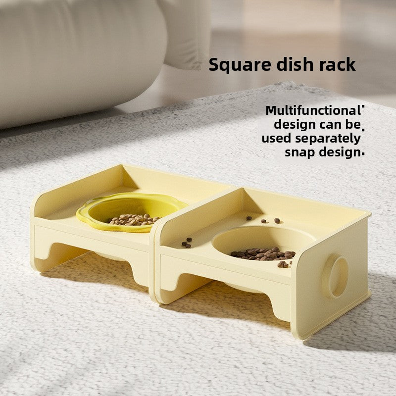 Purple Ceramic Raised Cat Bowl with Splash Proof Stand 250ml Elevated Pet Feeder for Kittens and Small Dogs Modular Interlocking Design - view 3