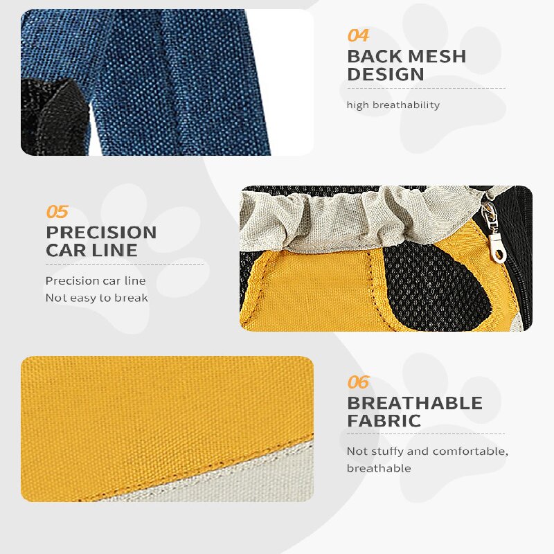 Yellow and white two-tone style Pet Carrier Backpack Front Chest Pack Legs Out Breathable Mesh for Small Dogs Cats Hiking Travel Hands Free Adjustable Design(Size:L) - view 5