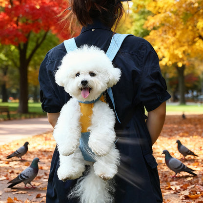 Red denim blue Pet Carrier Backpack Front Chest Pack Legs Out Breathable Mesh for Small Dogs Cats Hiking Travel Hands Free Adjustable Design(Size:M) - view 2