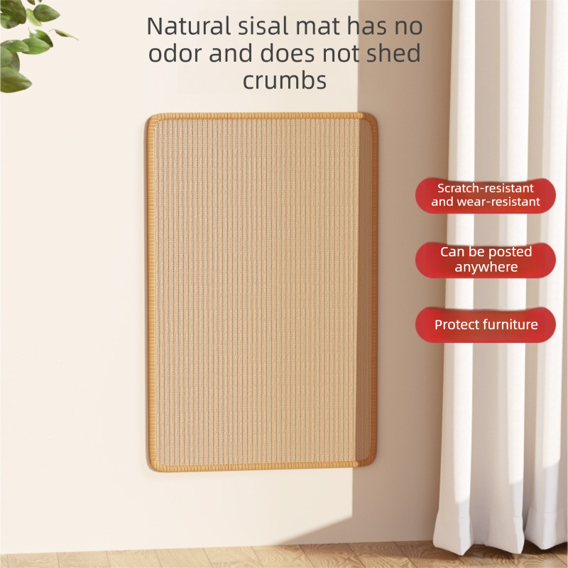 3-PCS Self-Adhesive Sisal Cat Scratching Mat Vertical Wall Mounted Scratcher Board for Furniture Protection(20cmx40cm) - view 2
