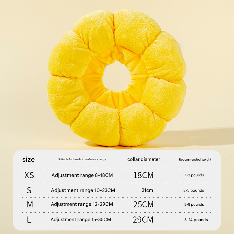 3-Pcs Soft Yellow Sunflower Elizabethan Collar Adjustable Pet Cone for Cats and Small Dogs Anti-Bite Recovery Neck Pillow(L) - view 4