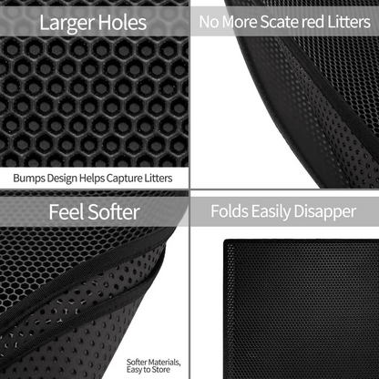 2-PCS Black Double Layer Cat Litter Mat Honeycomb Design Waterproof EVA Trapping Mat for Litter Box Tracking Control 40x50cm Easy Clean Australian Pet Supplies - view 4