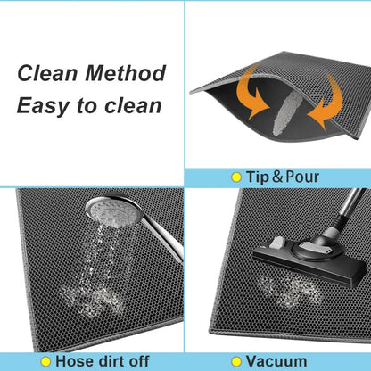 2-PCS Blue Double Layer Cat Litter Mat Honeycomb Design Waterproof EVA Trapping Mat for Litter Box Tracking Control 40x50cm Easy Clean Australian Pet Supplies - view 3