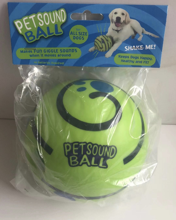 2 Pack Interactive Dog Giggle Ball Set 14cm - Green Wobble Sound Toy & White Glow in the Dark Luminous Ball - No Batteries Required for Medium to Large Dogs - view 2
