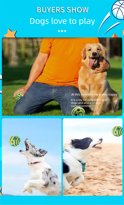 2 Pack Interactive Dog Giggle Ball Set 14cm - Green Wobble Sound Toy & White Glow in the Dark Luminous Ball - No Batteries Required for Medium to Large Dogs - view 5