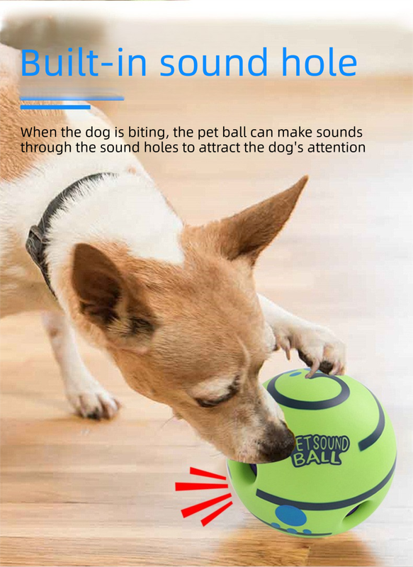 2 Pack Interactive Dog Giggle Ball Set 11cm - Green Wobble Sound Toy & White Glow in the Dark Luminous Ball - No Batteries Required for Small to Medium Dogs - view 5