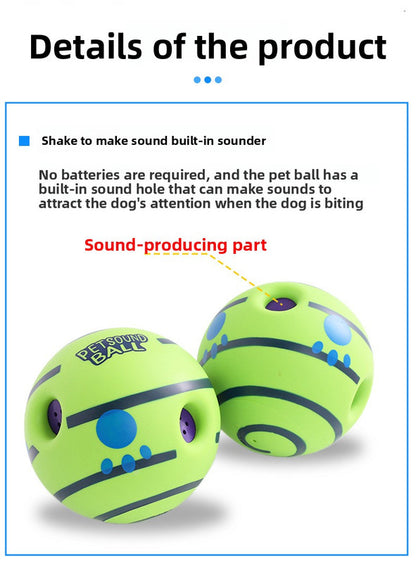 2 Pack Interactive Dog Giggle Ball Set 11cm - Green Wobble Sound Toy & White Glow in the Dark Luminous Ball - No Batteries Required for Small to Medium Dogs - view 6