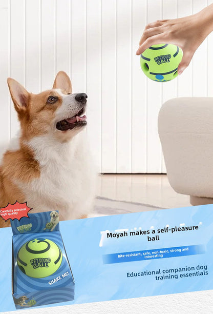 2 Pack Interactive Dog Giggle Ball Toy 8.8cm - Wobble Sound Fetch Toy for Puppies & Small to Medium Dogs - No Batteries Required - Green - view 3