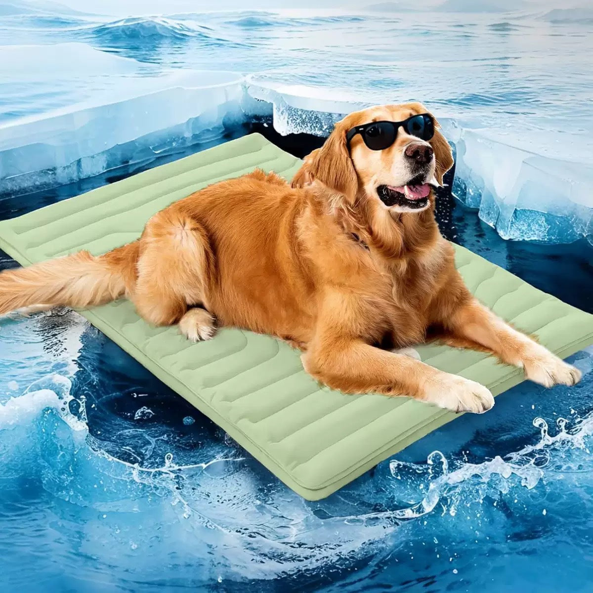 2 Pack Medium Dog Cooling Mat 91x58cm - Reversible Self Cooling & Warm Pet Bed Pad - Granny Grey & Light Green Crate Liner for Breeds up to 20kg - view 2