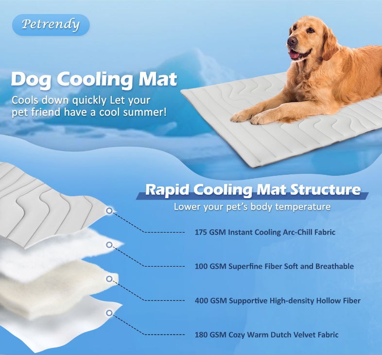 2 Pack Medium Dog Cooling Mat 91x58cm - Reversible Self Cooling & Warm Pet Bed Pad - Beige & Bipolar Blue Crate Liner for Breeds up to 20kg - view 3