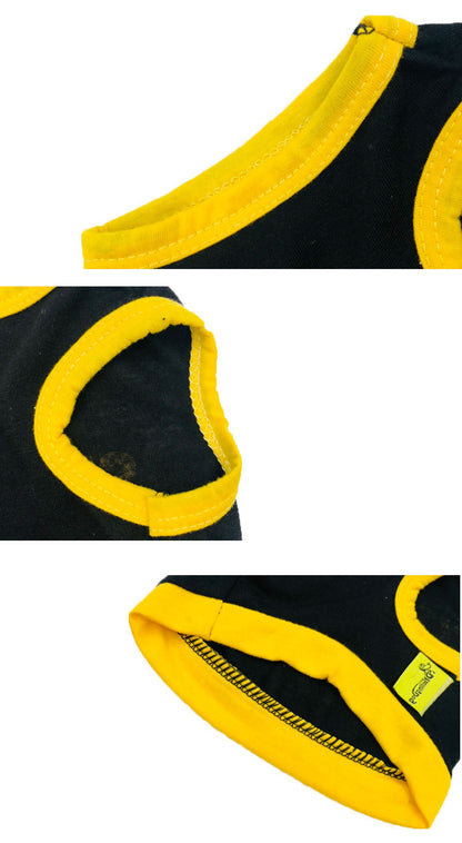 2 Pack Cotton Pet Vest with Security Print - Black with Yellow Trim & Pink with Black Trim - Breathable Summer Tank Top for Small Dogs Size S - view 2