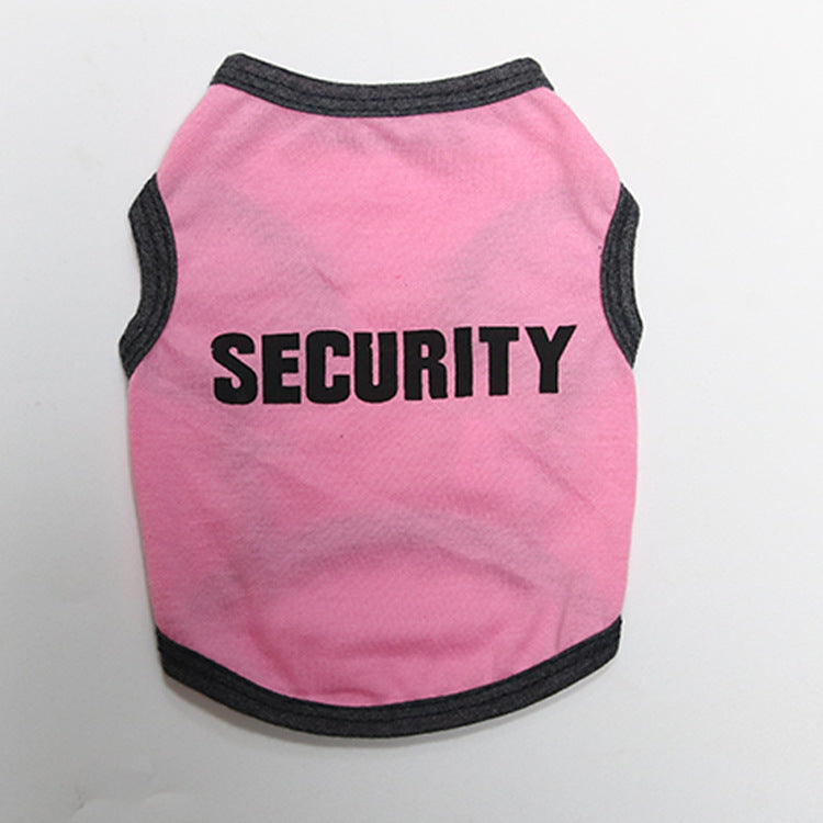 2 Pack Cotton "Security" Dog Vest Size M - Breathable Summer Tank Top - Black with Yellow Trim & Pink with Black Trim for Small Pets - view 3