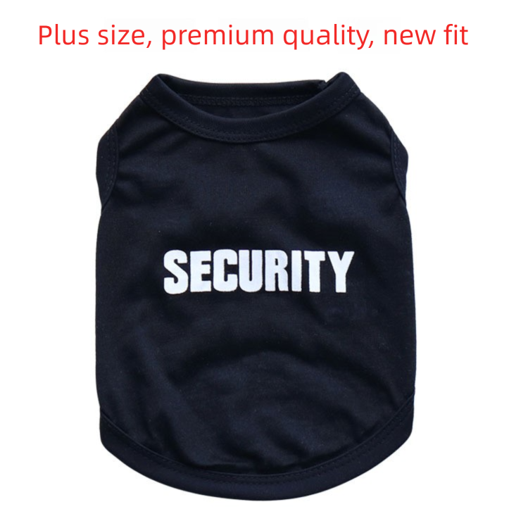 2 Pack "SECURITY" Printed Pet Vest - Black & Yellow with Orange Trim - Breathable Cotton Dog T-Shirt for Puppies & Kittens - Size XS (Chest 30cm)