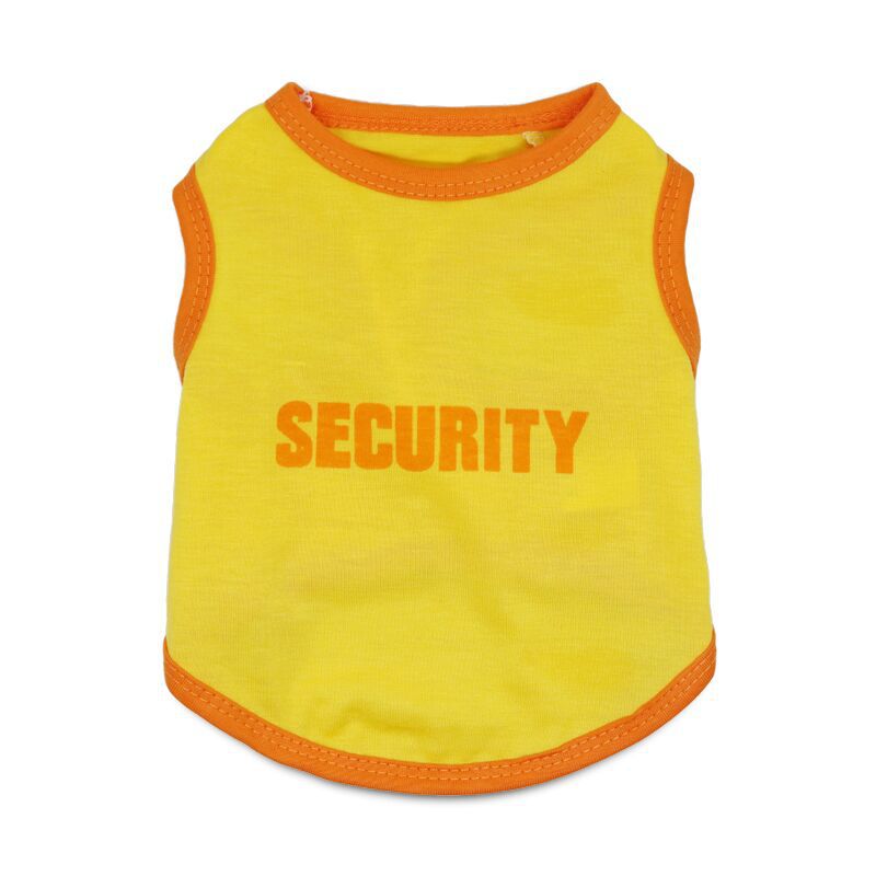2 Pack "SECURITY" Printed Pet Vest - Black & Yellow with Orange Trim - Breathable Cotton Dog T-Shirt for Puppies & Kittens - Size XS (Chest 30cm) - view 2