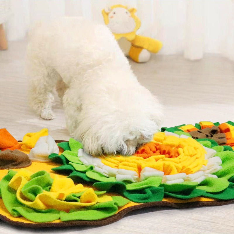 Interactive Dog Snuffle Mat Bone Shape 64x43cm - Slow Feeder & Foraging Puzzle Toy - Golden Yellow Fleece Nosework Pad for Anxiety Relief & Mental Stimulation - view 2