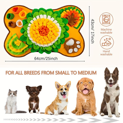 Interactive Dog Snuffle Mat Bone Shape 64x43cm - Slow Feeder & Foraging Puzzle Toy - Golden Yellow Fleece Nosework Pad for Anxiety Relief & Mental Stimulation - view 5