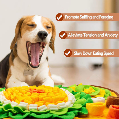 Interactive Dog Snuffle Mat Bone Shape 64x43cm - Slow Feeder & Foraging Puzzle Toy - Golden Yellow Fleece Nosework Pad for Anxiety Relief & Mental Stimulation - view 6