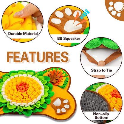 Interactive Dog Snuffle Mat Bone Shape 64x43cm - Slow Feeder & Foraging Puzzle Toy - Golden Yellow Fleece Nosework Pad for Anxiety Relief & Mental Stimulation - view 7