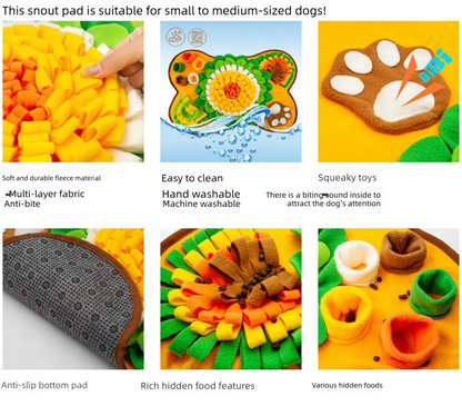 Interactive Dog Snuffle Mat Bone Shape 64x43cm - Slow Feeder & Foraging Puzzle Toy - Golden Yellow Fleece Nosework Pad for Anxiety Relief & Mental Stimulation - view 9